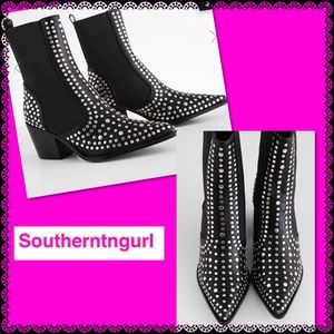 NWT ShuShop “ Zsa Zsa” Studded Embellishments Heeled Ankle Boots/ Booties